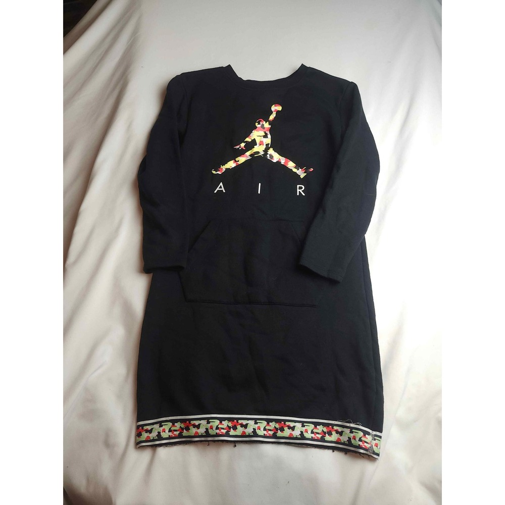 Jordan Girls Black Jumpman Camo Sweatshirt Dress Large 12-13 Years Long Sleeve